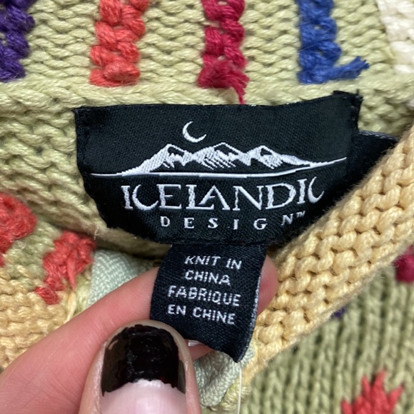 Icelandic designs knit zip down art to wear high collar cardigan ramie cotton - Picture 5 of 8